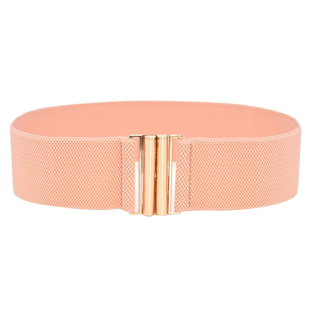 Belt Wide Women Fashion Belts Lady Elastic Waist Stretch Belt Dress Wide Buckle Belt Accessory Coffee