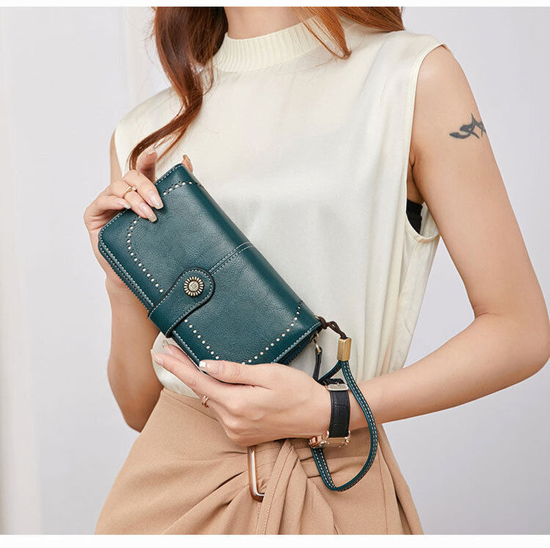 Women Ladies Leather Long Wallet Card Holder Purse Handbag Clutch RFID Blocking