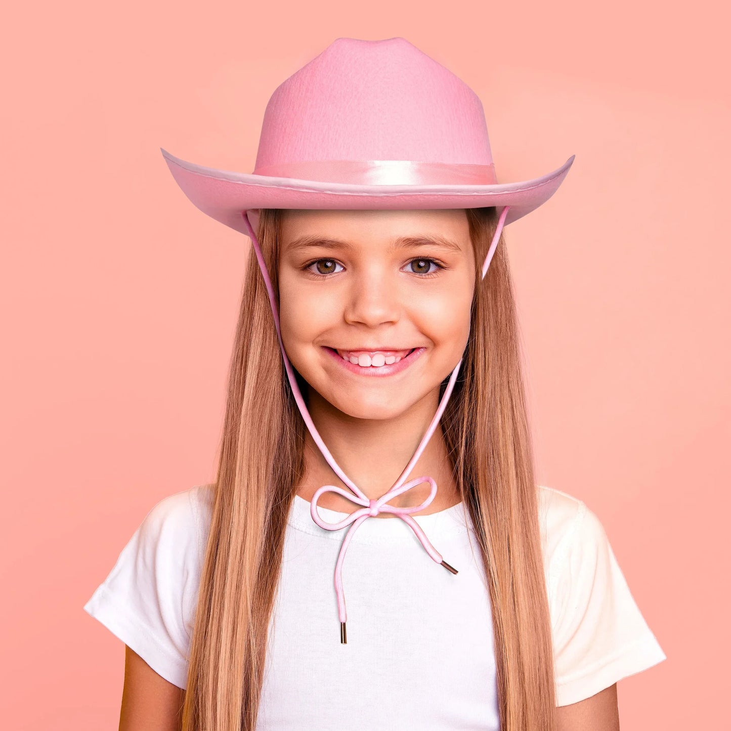 4-Pack Pink Cowboy Hats for Girls - Cute Felt Cowgirl Hats for Costume, Dress up Party (One Size Fits All)