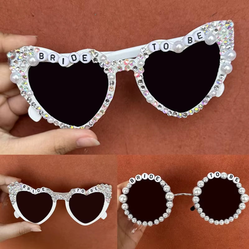 Wedding Party Bachelor Sunglasses Bride to Be Heart Shape Frame Girls Hangings Nose Glasses Rock Sunglasses Woman