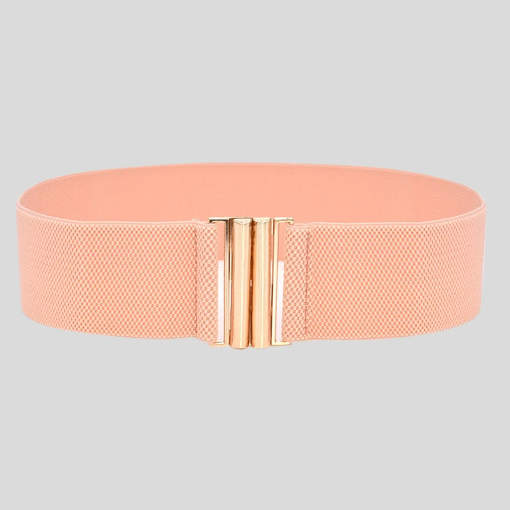 Belt Wide Women Fashion Belts Lady Elastic Waist Stretch Belt Dress Wide Buckle Belt Accessory Coffee