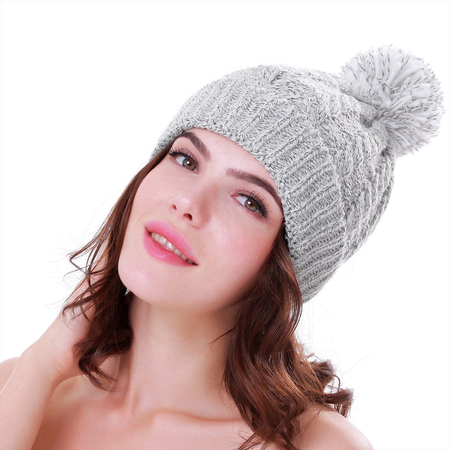 Women'S Winter Beanie Warm Lining - Thick Slouchy Cable Knit Skull Hat Ski Cap