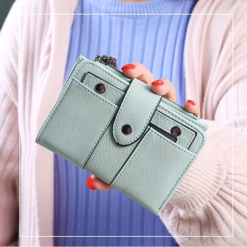 Women Wallet Simple Retro Rivets Short Wallet Coin Purse Card Holders Handbag for Girls Purse Small Wallet Ladies Bolsa Feminina